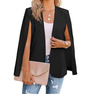 Love Tree Cape Blazer Cloak Sleeve Open Front Black
